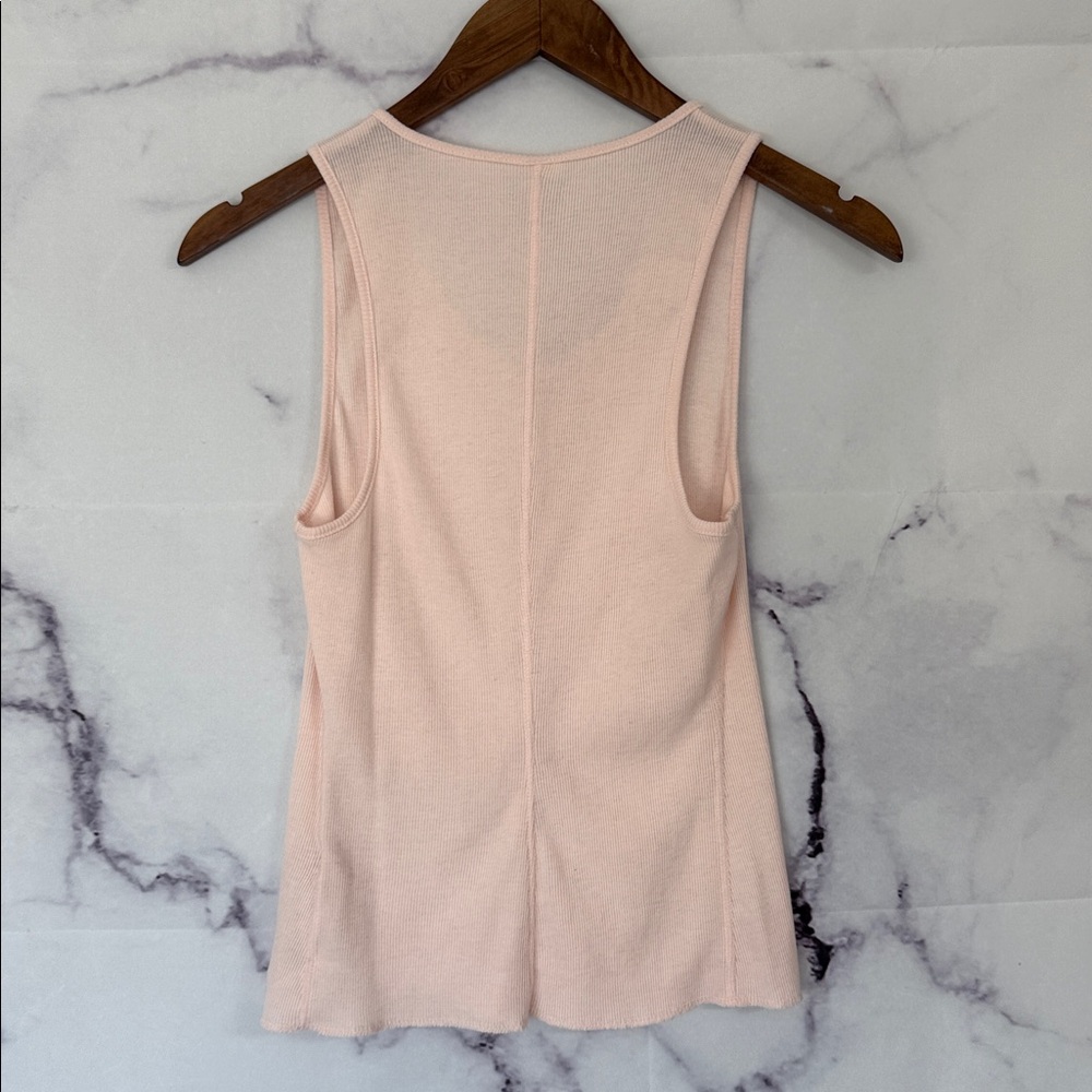 INTIMATELY FREE PEOPLE Light Peach Button-Front Ribbed Tank Top Size Small - Picture 9 of 9